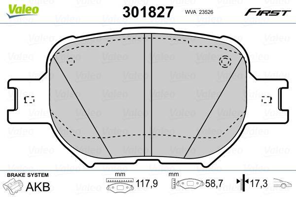 Valeo 301827 Bremsbelagsatz, Scheibenbremse