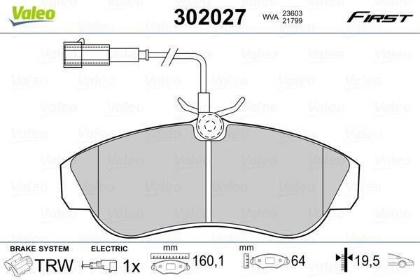 Valeo 302027 Bremsbelagsatz, Scheibenbremse