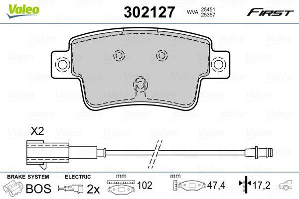 Valeo 302127 Bremsbelagsatz, Scheibenbremse