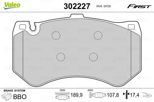 Valeo 302227 Bremsbelagsatz, Scheibenbremse