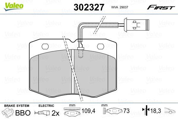 Valeo 302327 Bremsbelagsatz, Scheibenbremse