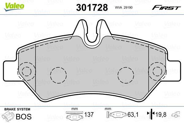 Valeo 301728 Bremsbelagsatz, Scheibenbremse