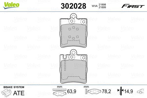 Valeo 302028 Bremsbelagsatz, Scheibenbremse