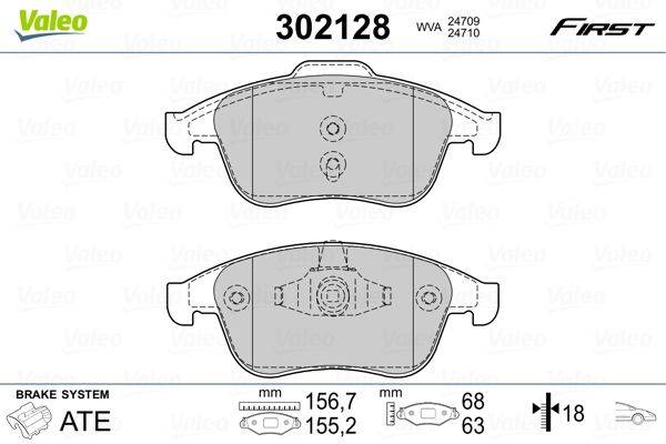 Valeo 302128 Bremsbelagsatz, Scheibenbremse