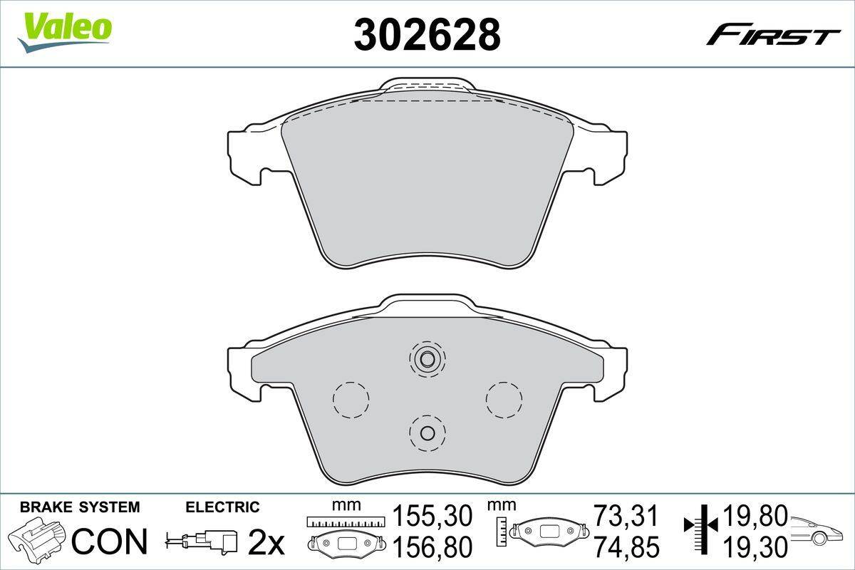 Valeo 302628 Bremsbelagsatz, Scheibenbremse