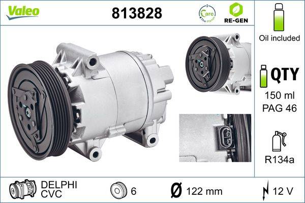 Valeo 813828 Kompressor, Klimaanlage