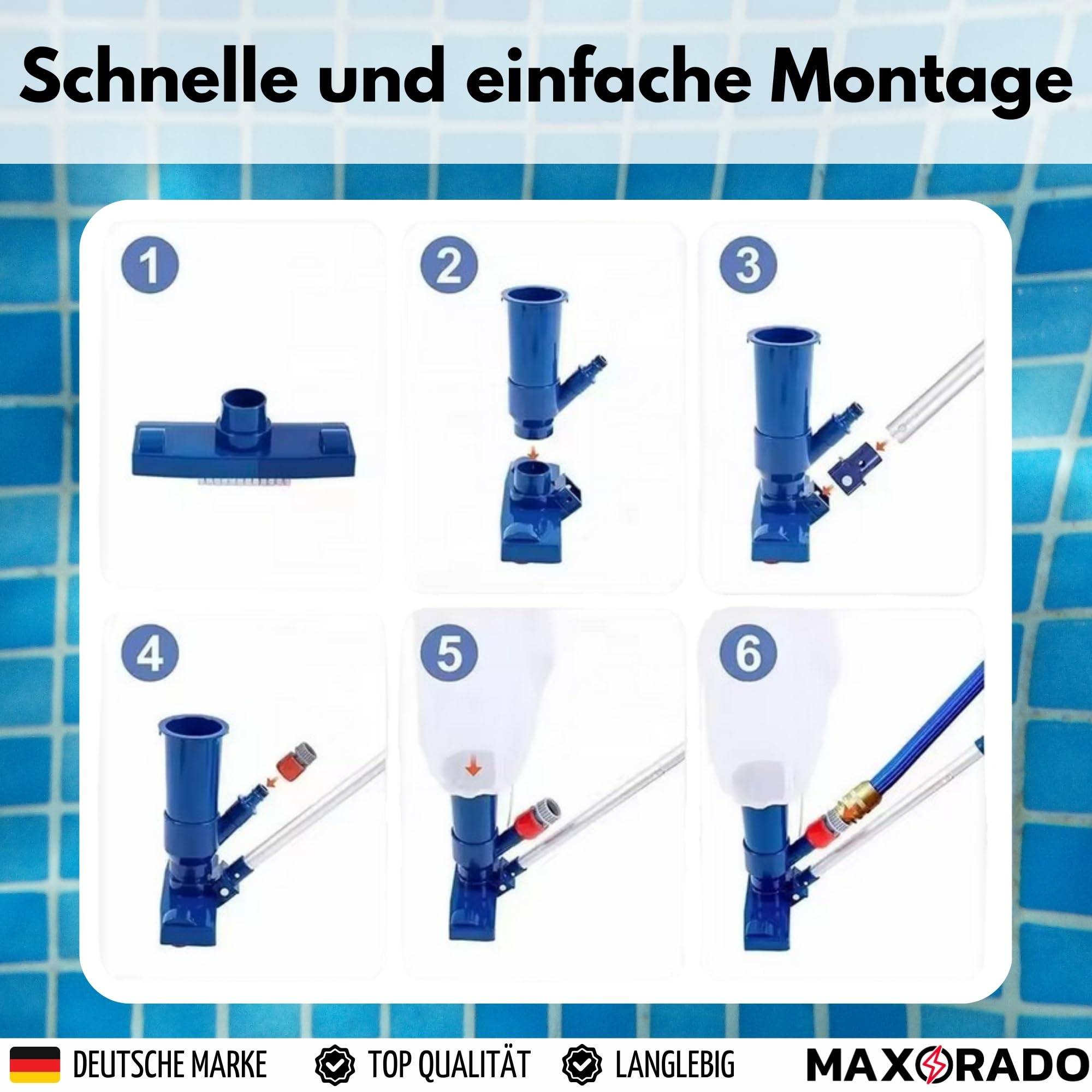 Pool Bodensauger mit Stange und Auffangsack Poolsauger Vakuum Pflege Reinigung