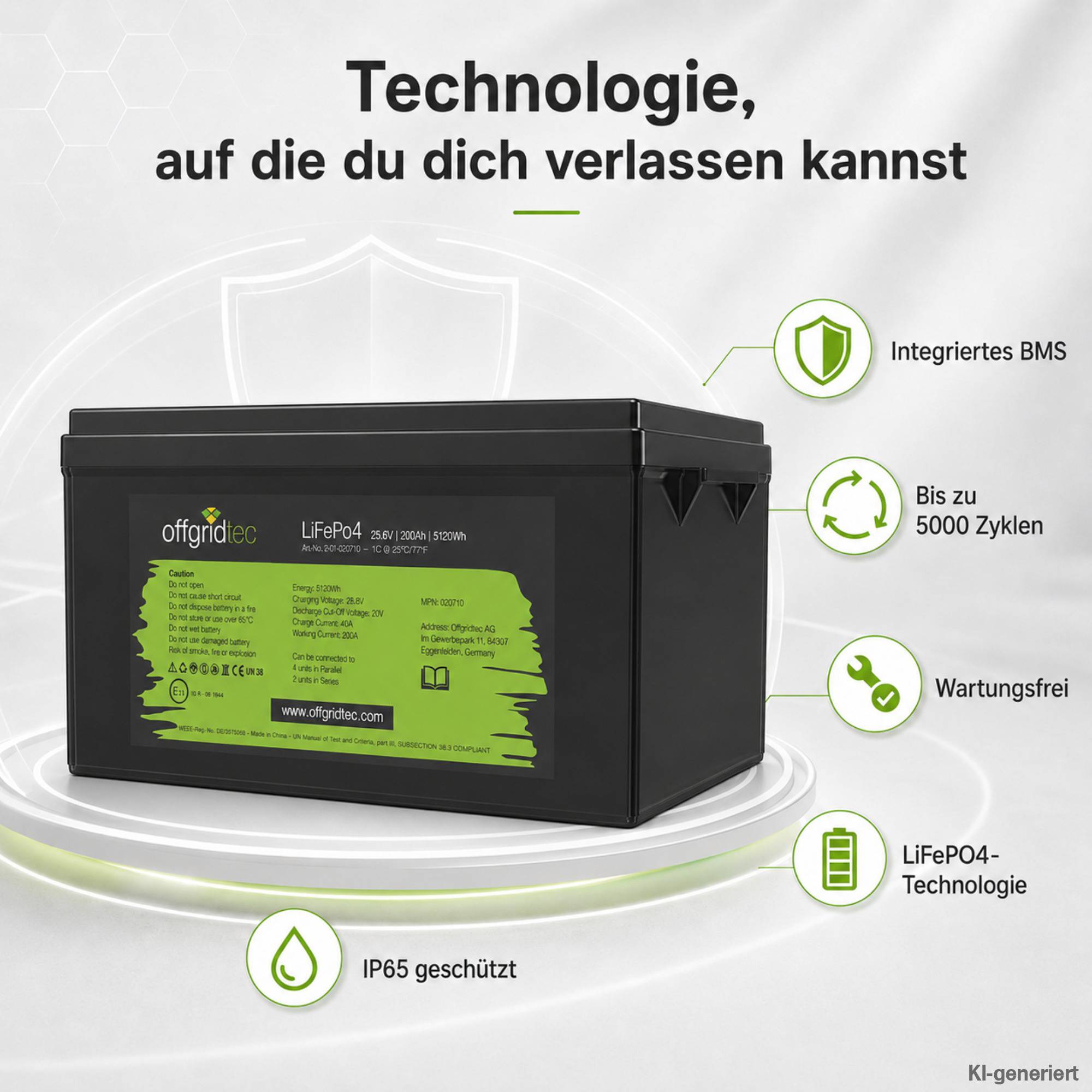 Offgridtec LifePo4 Akku 25,6/200 25,6V 200Ah BMS integriert 5120Wh