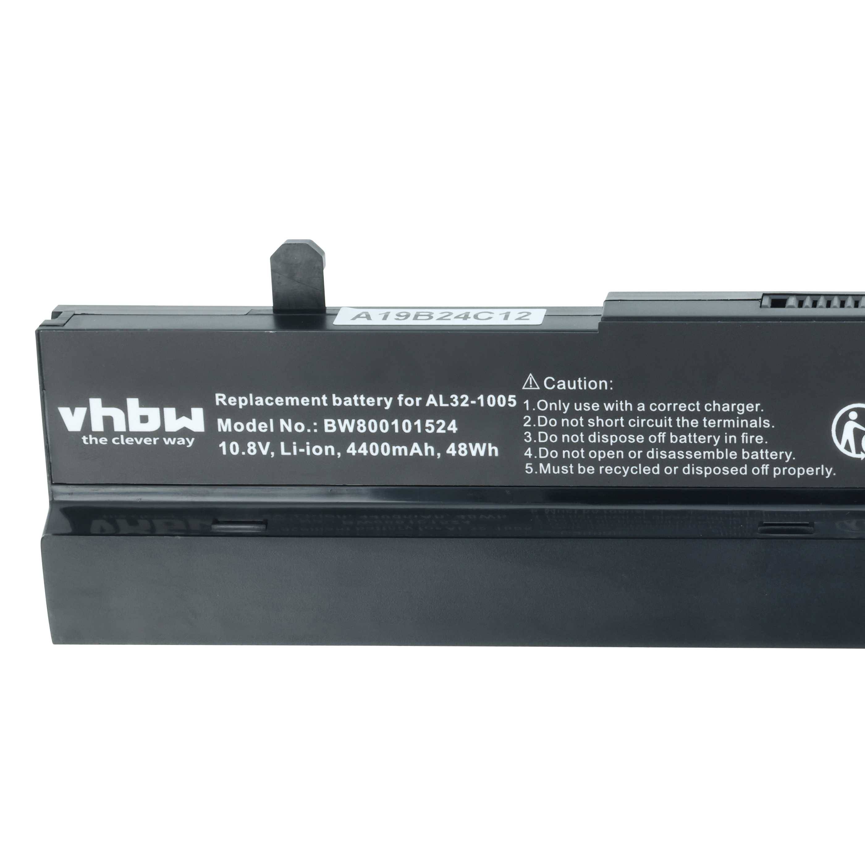 vhbw Ersatzakku für AL32-1005, Modell-Nr.: BW800101524, 10,8V, Li-Ion, 4400mAh, 48Wh. Vorsicht: Richtiges Ladegerät verwenden. Kurzschluss vermeiden. Fachgerecht entsorgen.