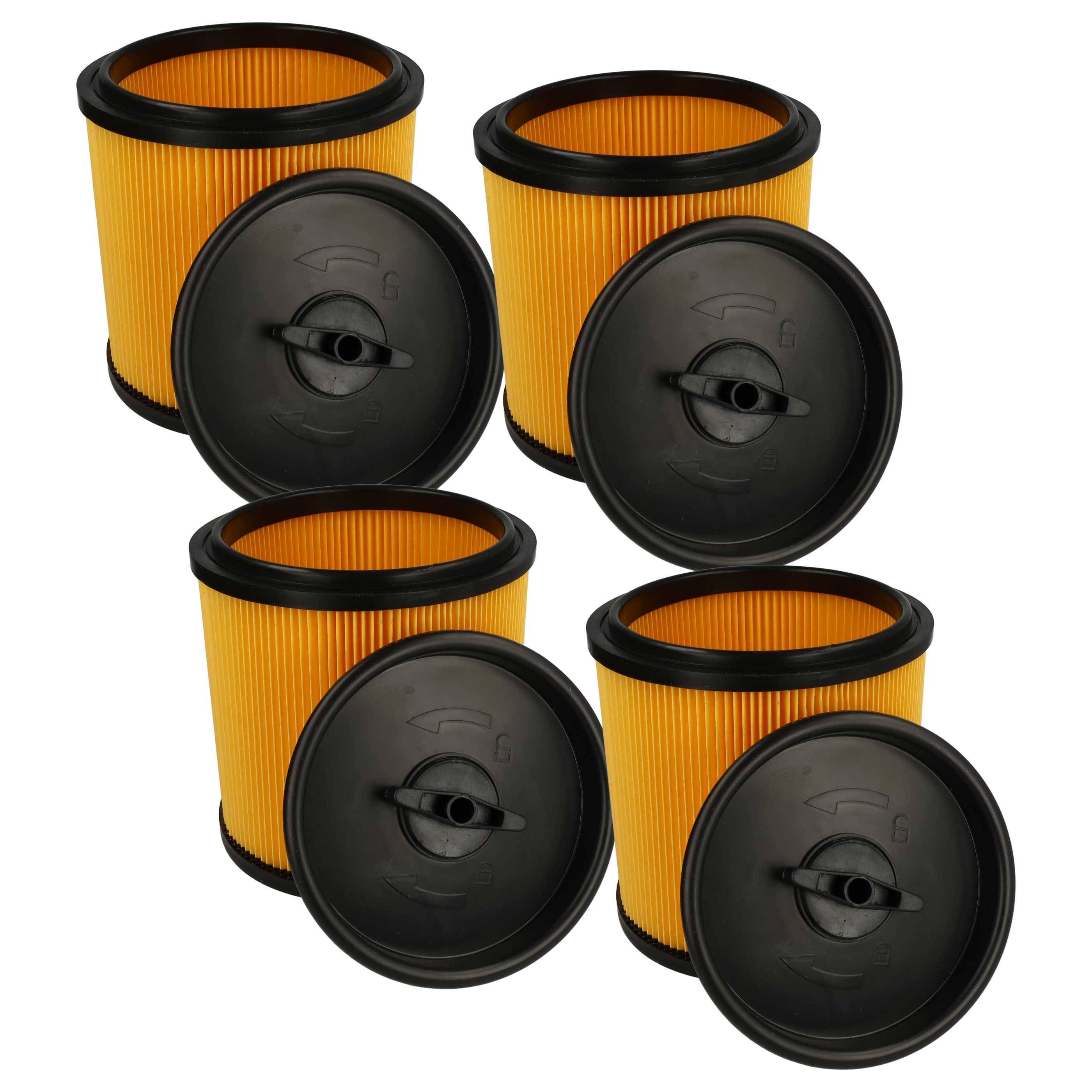 vhbw 4x Faltenfilter kompatibel mit Vacmaster VQ1220PF, VOC809PF, VOC507PF 0101, VOC1210PF, VK809PWR 0201 Staubsauger - Patronenfilter Gelb Schwarz