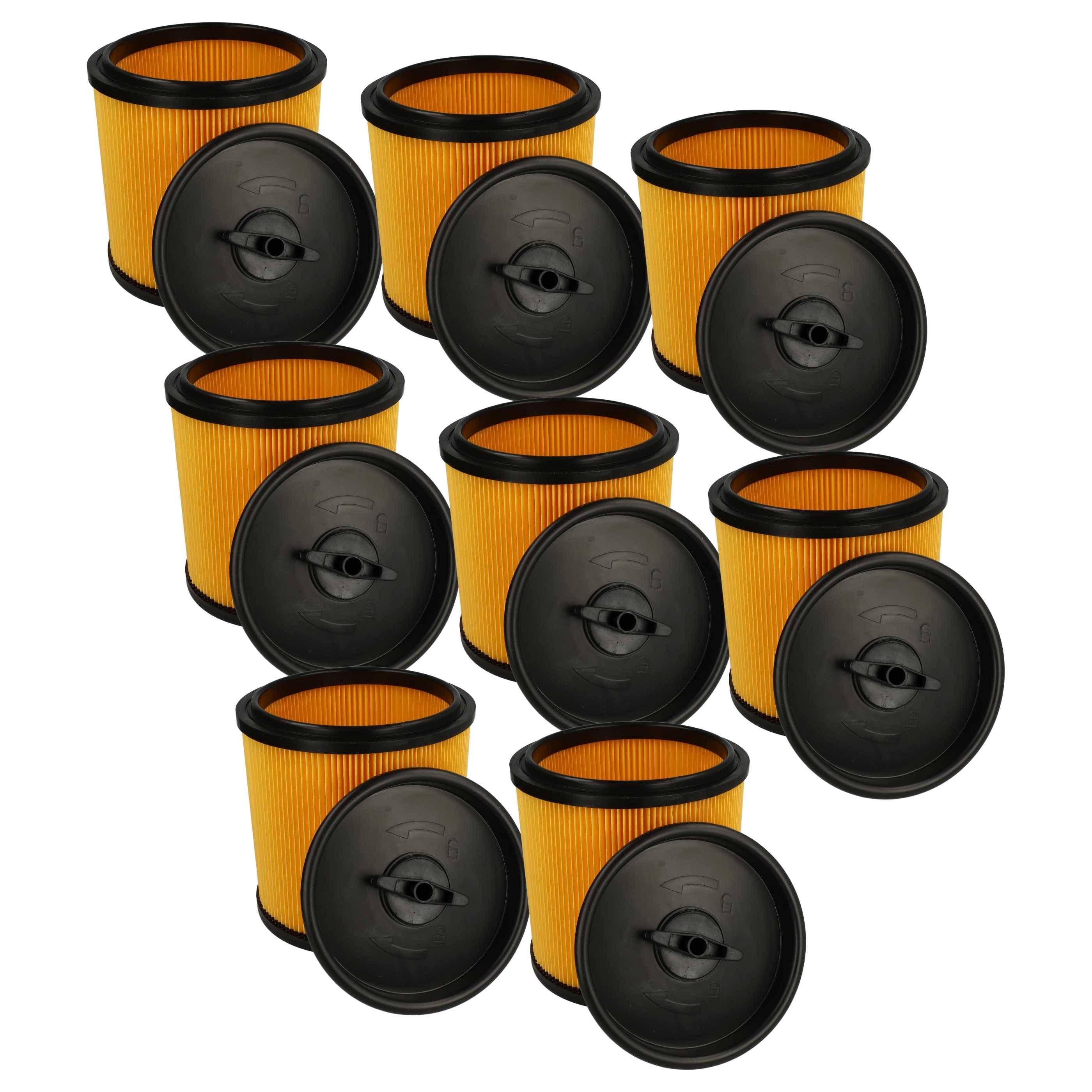 vhbw 8x Faltenfilter kompatibel mit Parkside (Lidl) PNTS 1500 D5, 1500 C4, 23 E, 1500 B3 Staubsauger - Patronenfilter Gelb Schwarz