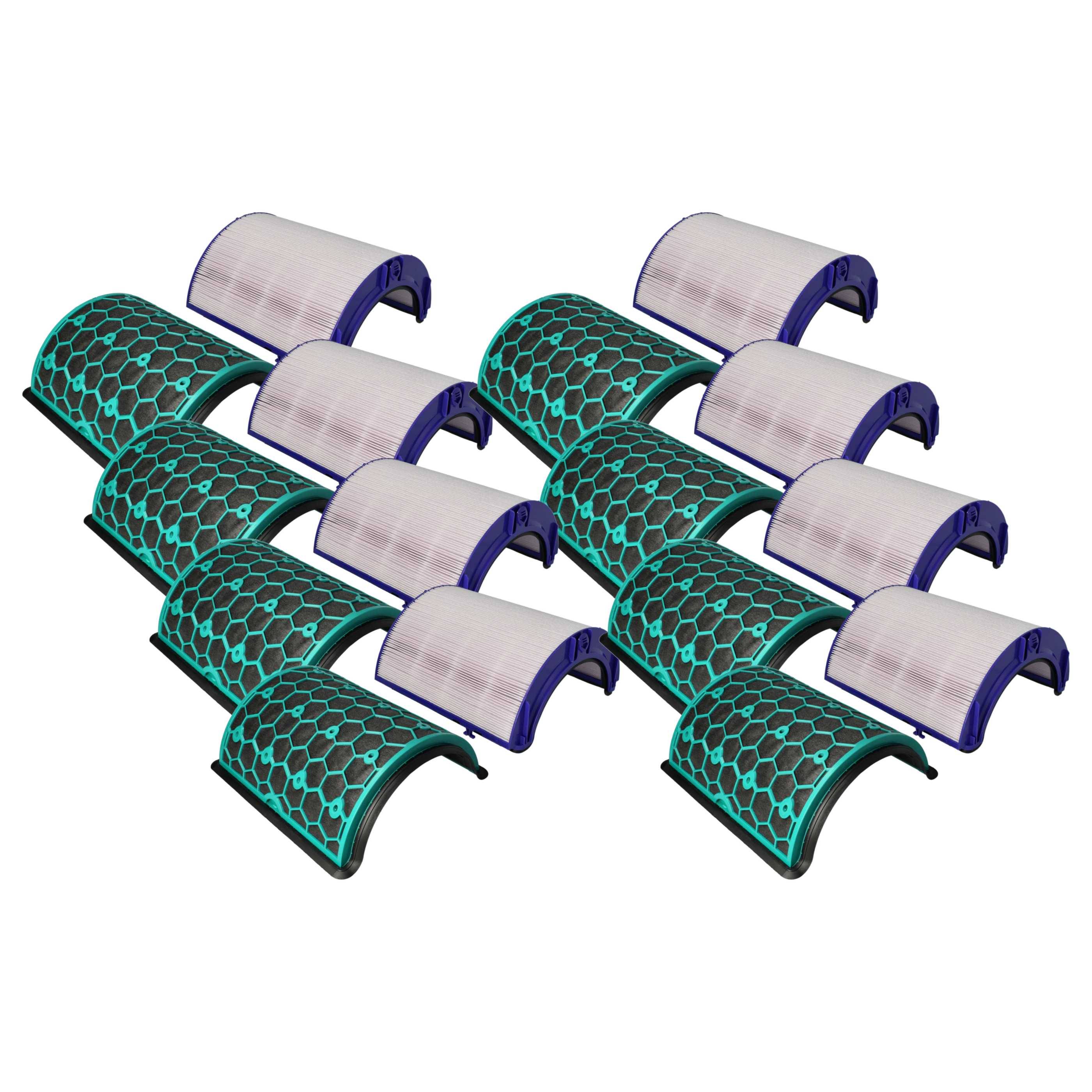 vhbw 8-teiliges Filter-Set kompatibel mit Dyson Pure Hot + Cool HP05, HP04 Luftreiniger - HEPA-Filter, Aktivkohlefilter