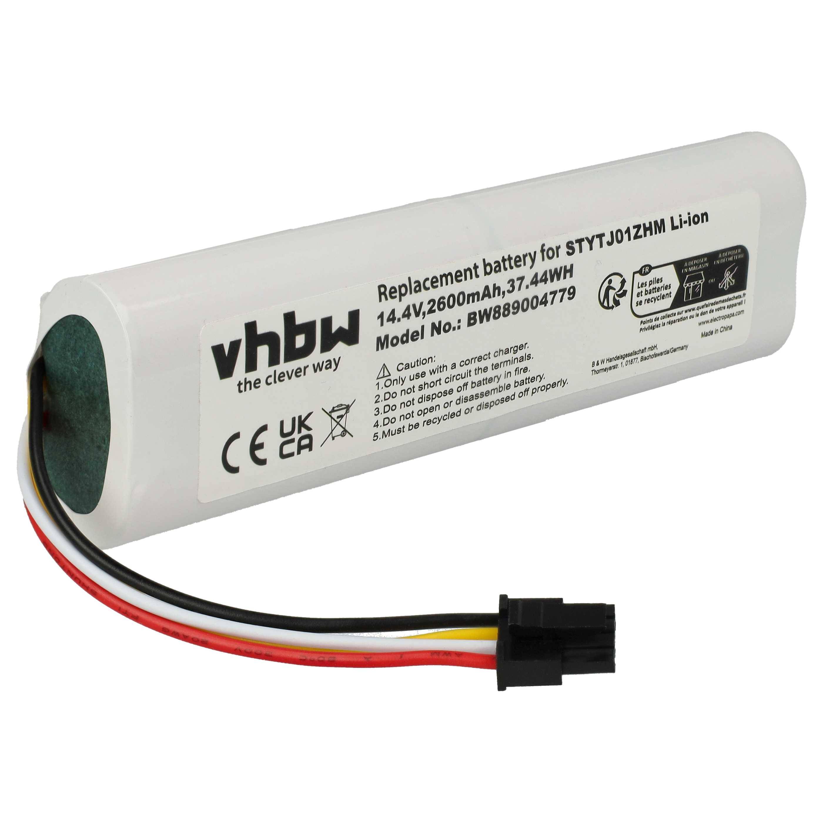 vhbw Akku kompatibel mit Xiaomi Roborock Sweep One S55, T60, T70, T61, T65 Saugroboter (2600 mAh, 14,4 V, Li-Ion, ohne Gehäuse)