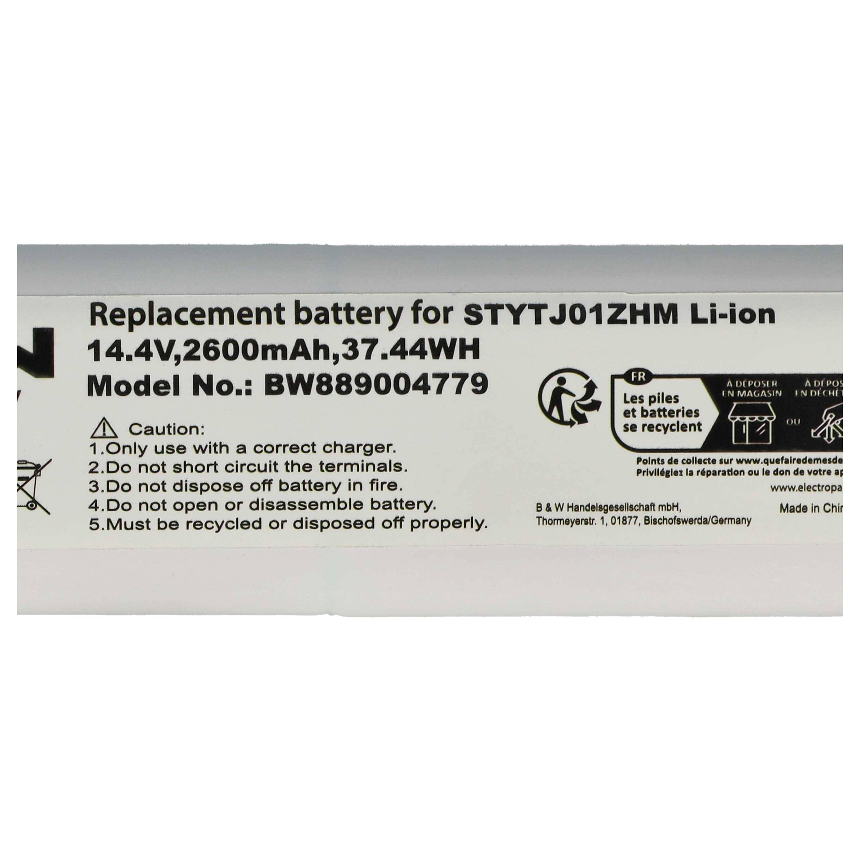 vhbw Akku kompatibel mit Xiaomi Roborock S7 MaxV Plus, S7 MaxV Ultra, S7 Max V Plus Saugroboter (2600 mAh, 14,4 V, Li-Ion, ohne Gehäuse)