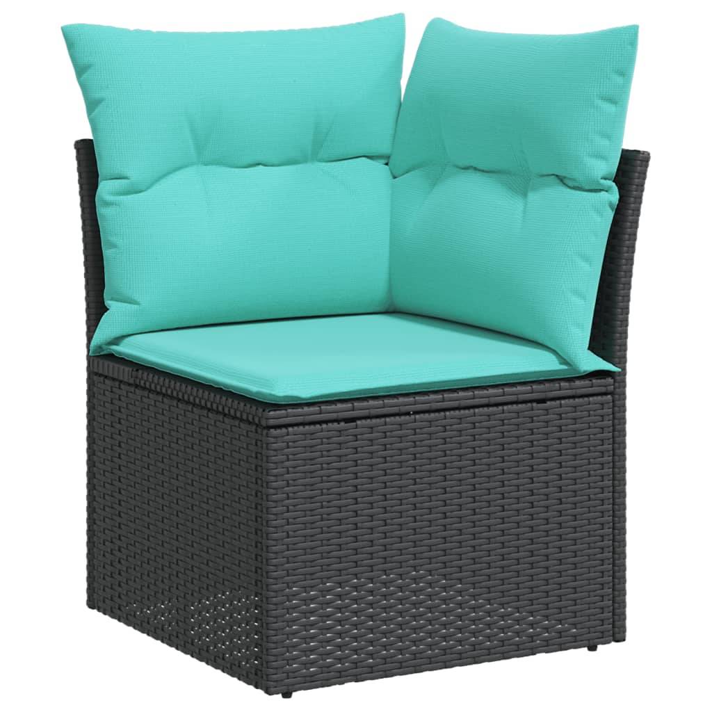 vidaXL 6-tlg. Garten-Sofagarnitur mit Kissen Schwarz Poly Rattan
