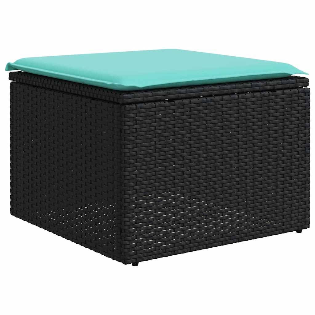 vidaXL 2-tlg. Garten-Sofagarnitur mit Kissen Schwarz Poly Rattan