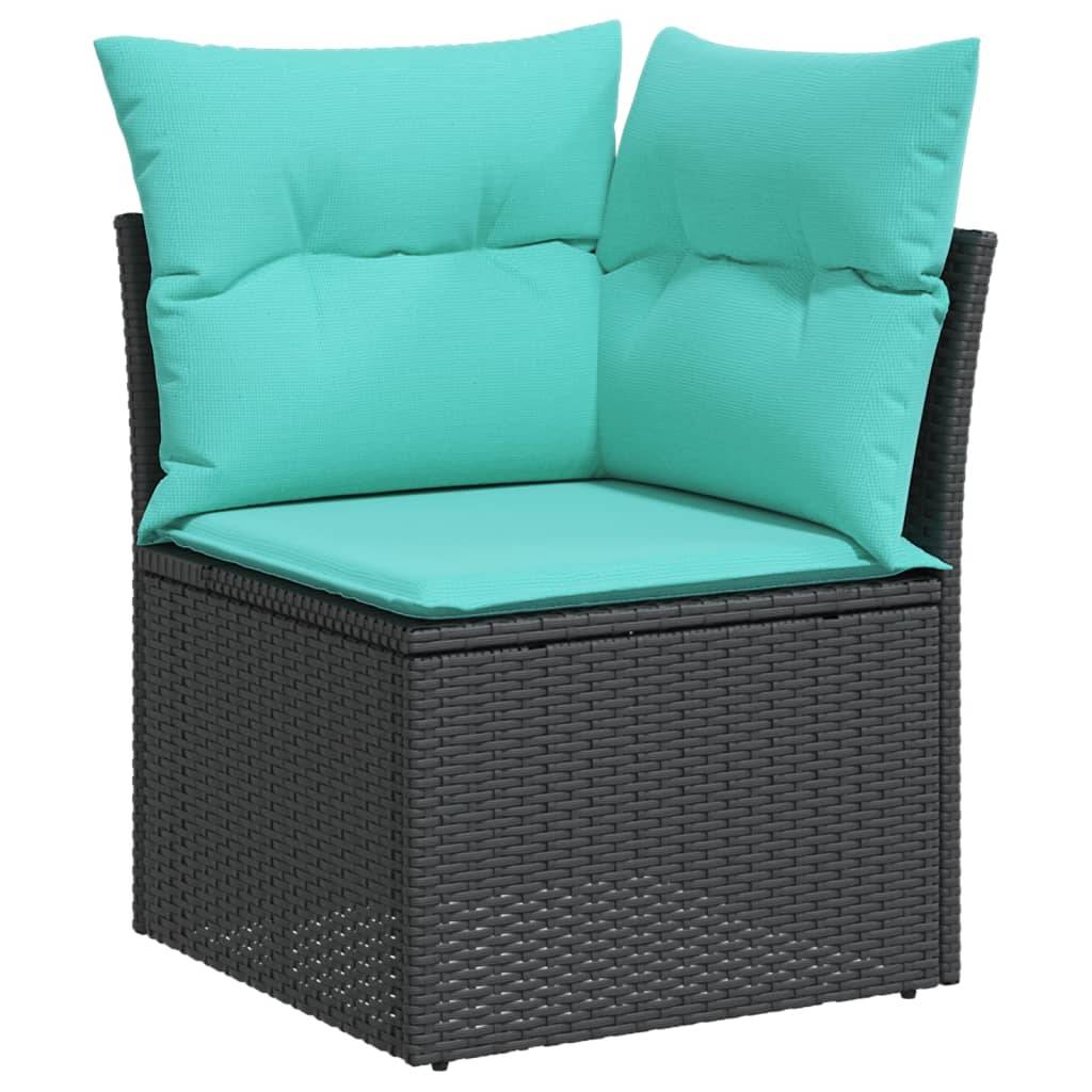 vidaXL 8-tlg. Garten-Sofagarnitur mit Kissen Schwarz Poly Rattan