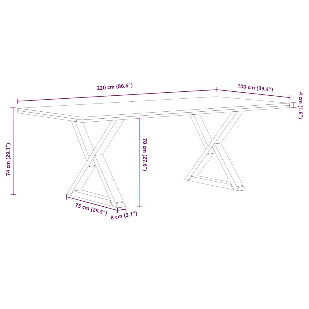 vidaXL Esstisch Hellbraun 220x100x74 cm Massivholz Eiche Rechteckig