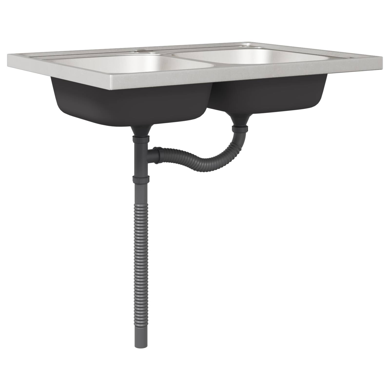 vidaXL Küchenschrank "Lucca" mit Doppelwaschbecken, Artisan Eiche, Holzwerkstoff