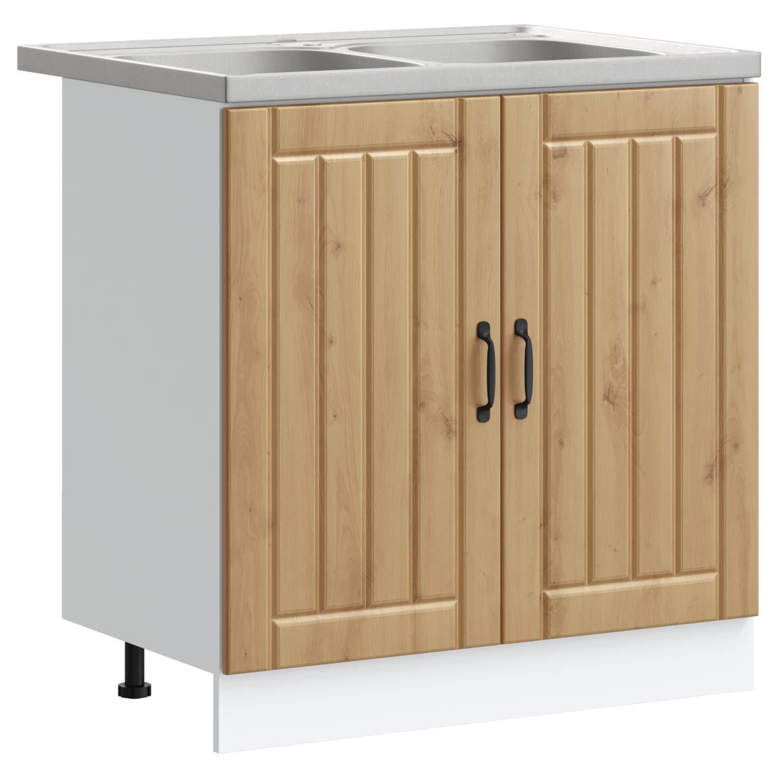 vidaXL Küchenschrank "Lucca" mit Doppelwaschbecken, Artisan Eiche, Holzwerkstoff