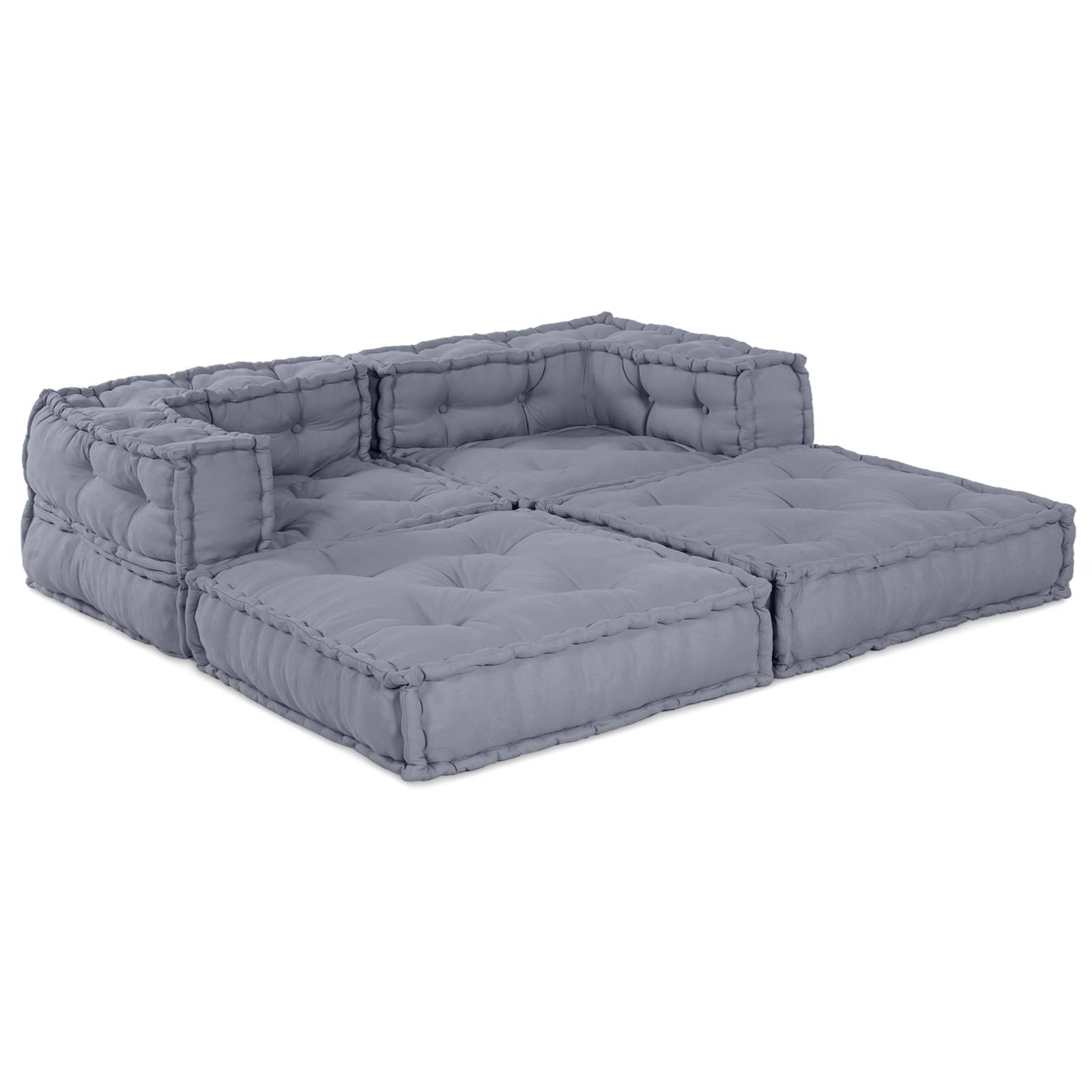vidaXL Modulare Puffs 2 Stk. Grau Stoff