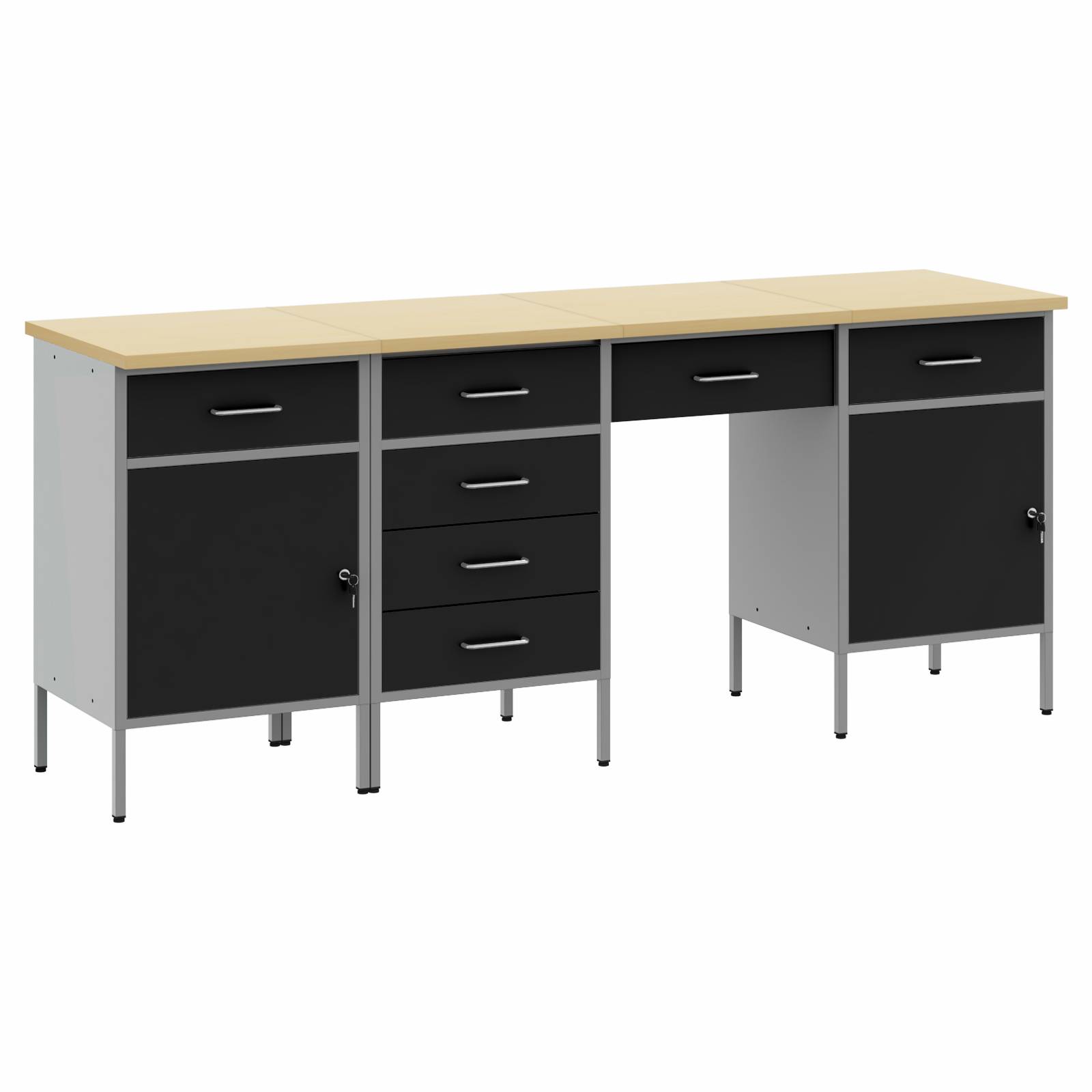 vidaXL 4-tlg. Werkstatteinrichtung-Set Schwarz Holzwerkstoff und Stahl