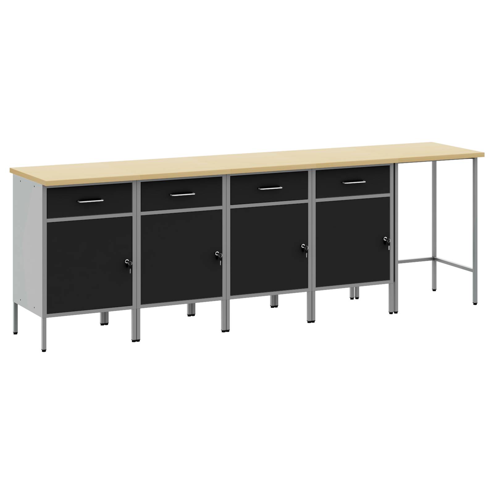 vidaXL 5-tlg. Werkstatteinrichtung-Set Schwarz Holzwerkstoff