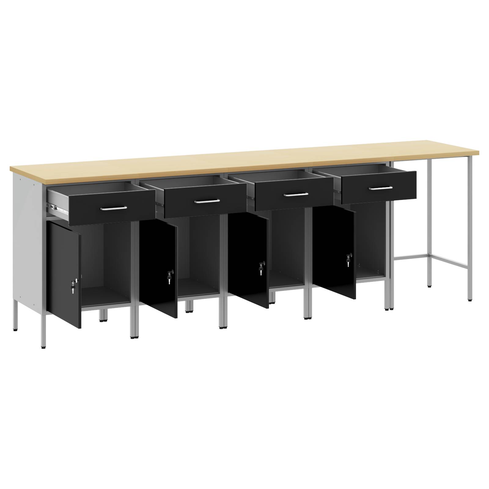 vidaXL 5-tlg. Werkstatteinrichtung-Set Schwarz Holzwerkstoff