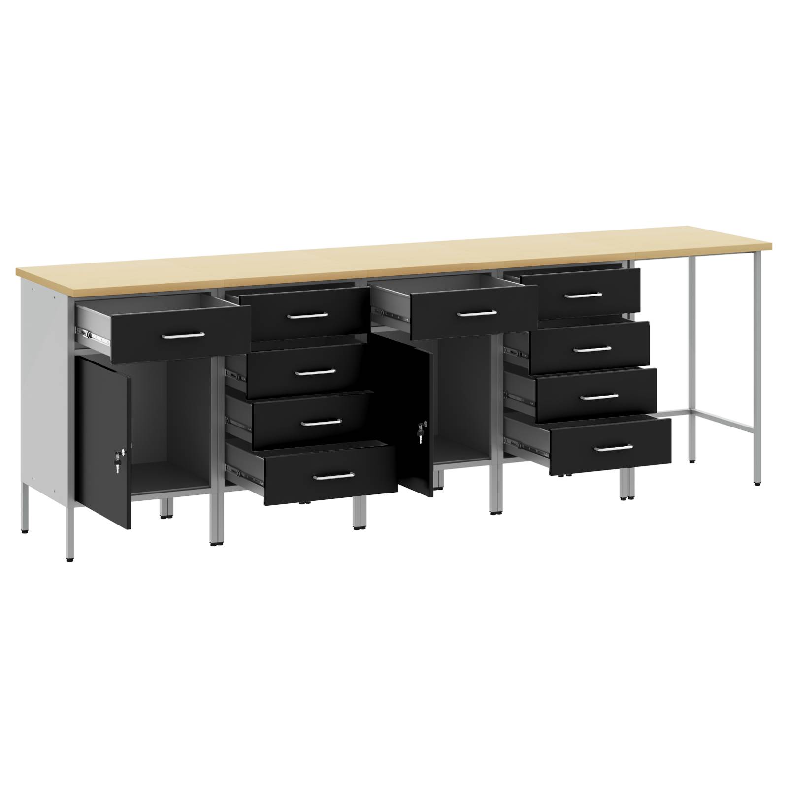 vidaXL 5-tlg. Werkstatteinrichtung-Set Schwarz Holzwerkstoff