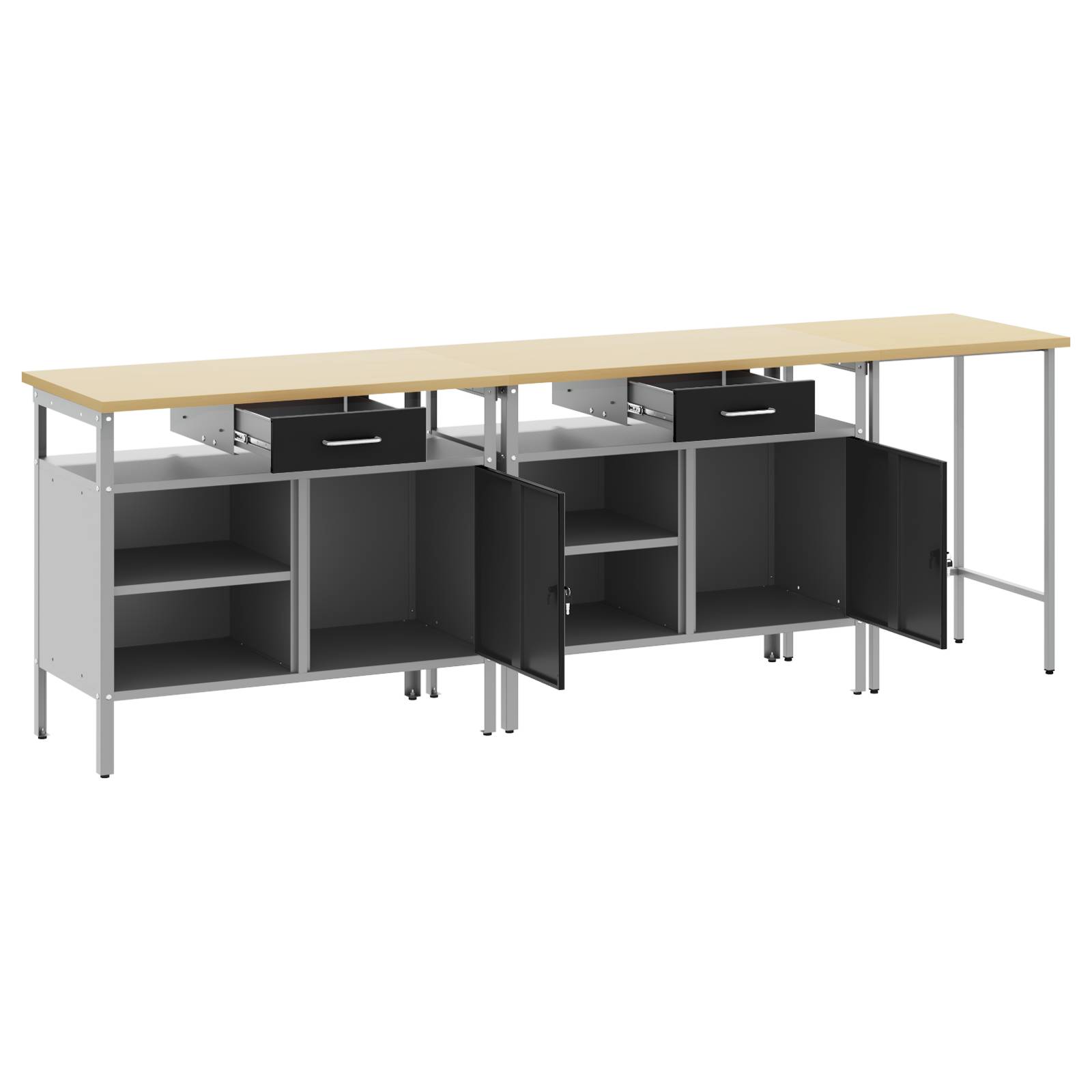 vidaXL 3-tlg. Werkbank-Set Rot Stahl