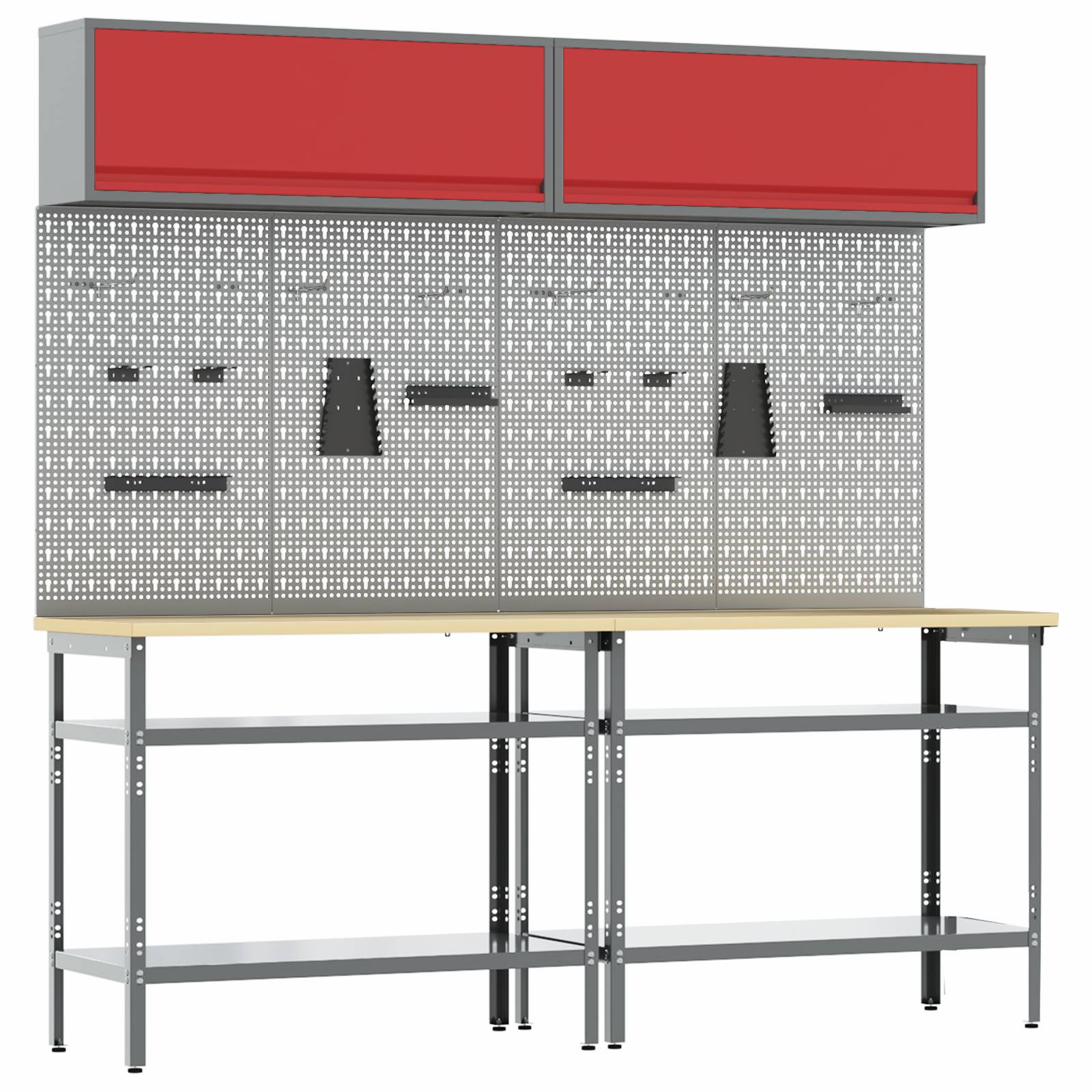 vidaXL 8-tlg. Werkbank-Set Grau Stahl