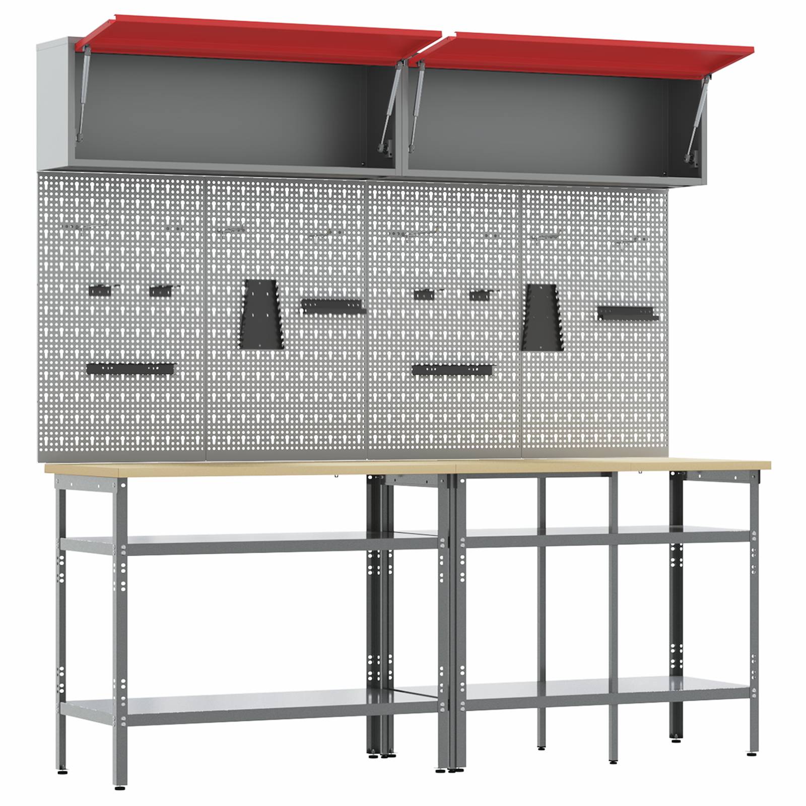 vidaXL 8-tlg. Werkbank-Set Grau Stahl