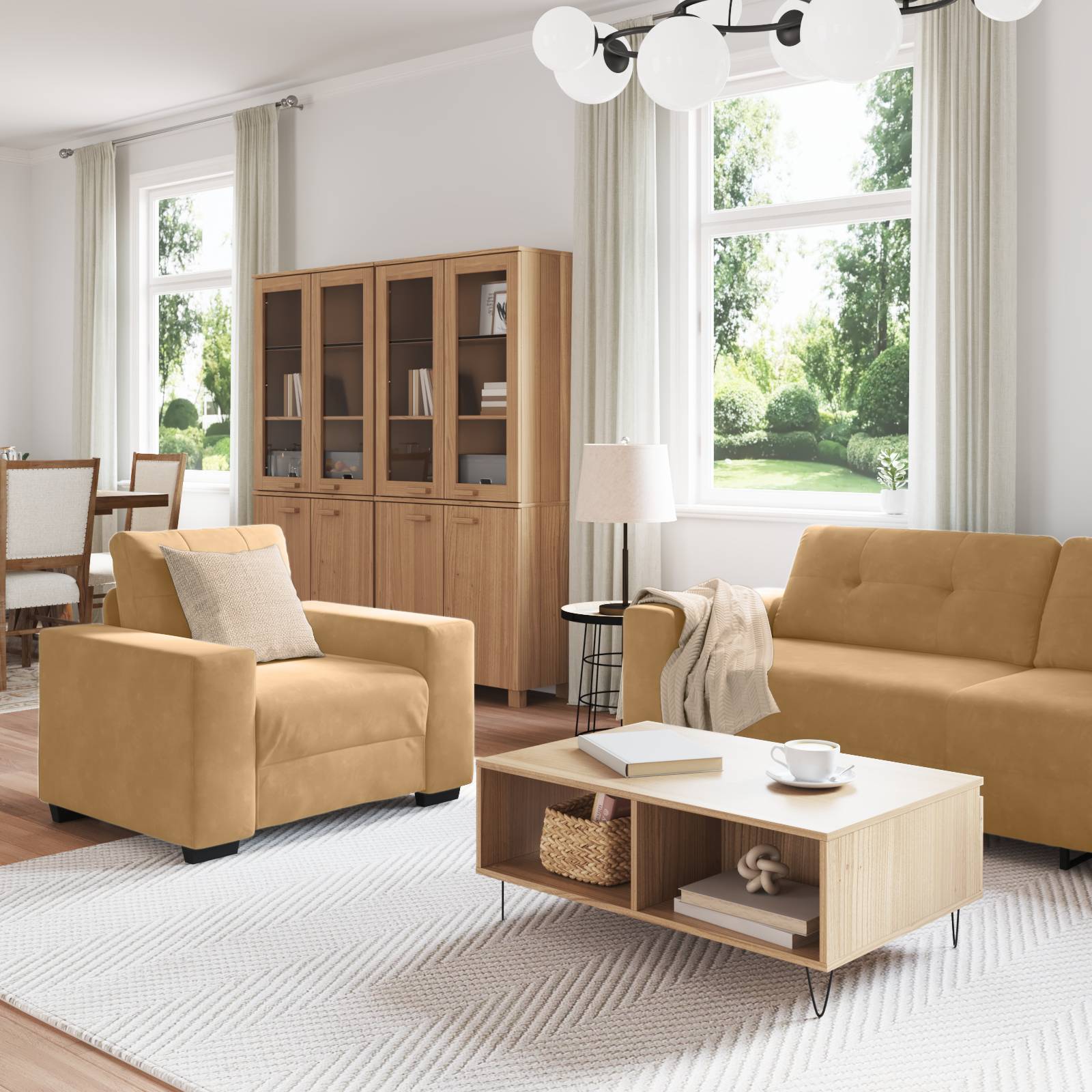 vidaXL 3-tlg. Sofagarnitur mit Kissen Braun Samt