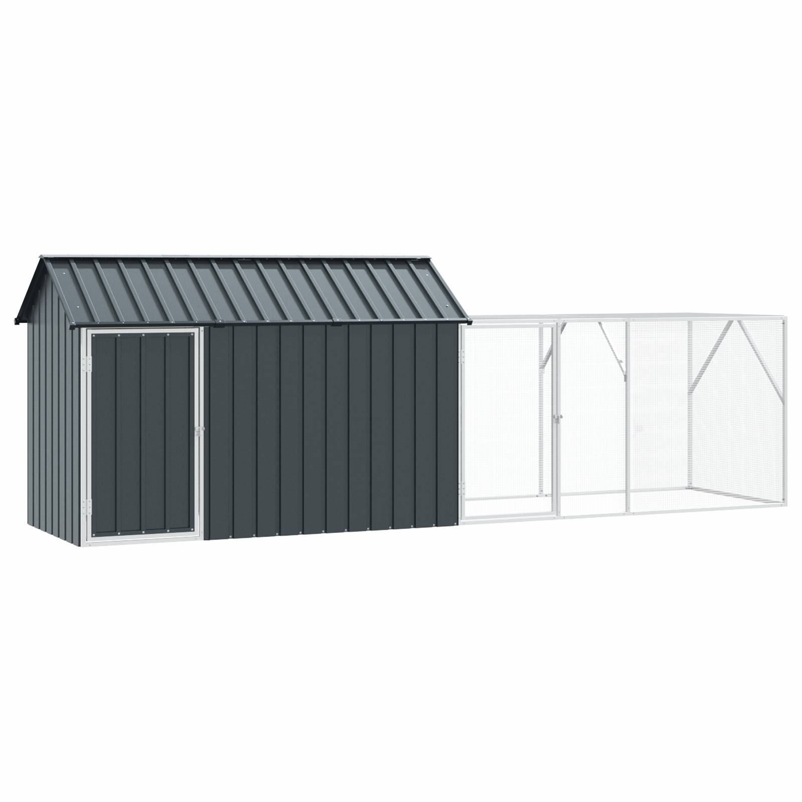 vidaXL Voliere mit Erweiterung Anthrazit 112x421x141 cm Stahl