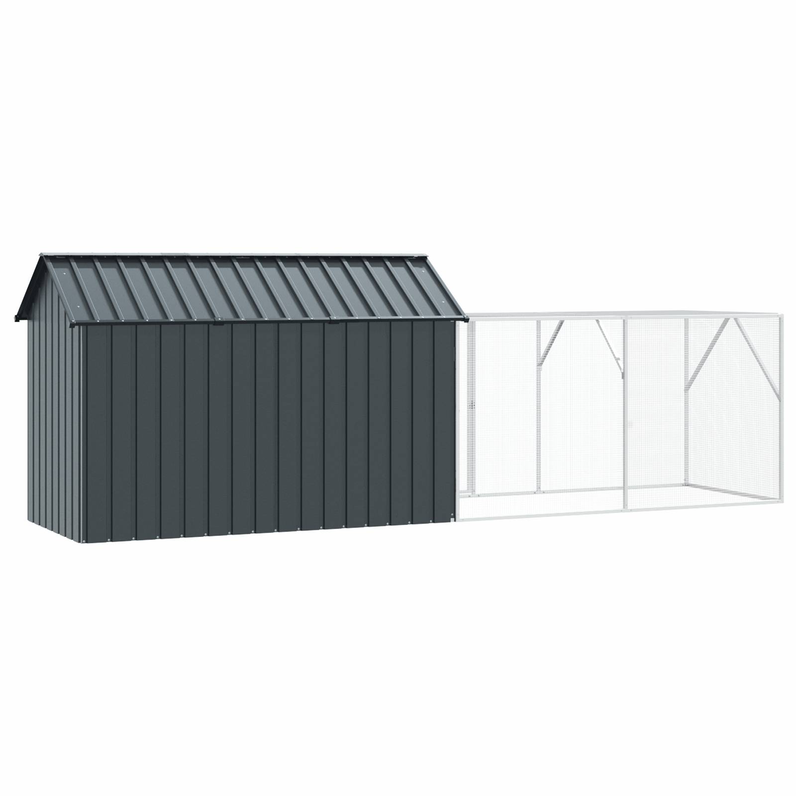 vidaXL Voliere mit Erweiterung Anthrazit 112x421x141 cm Stahl