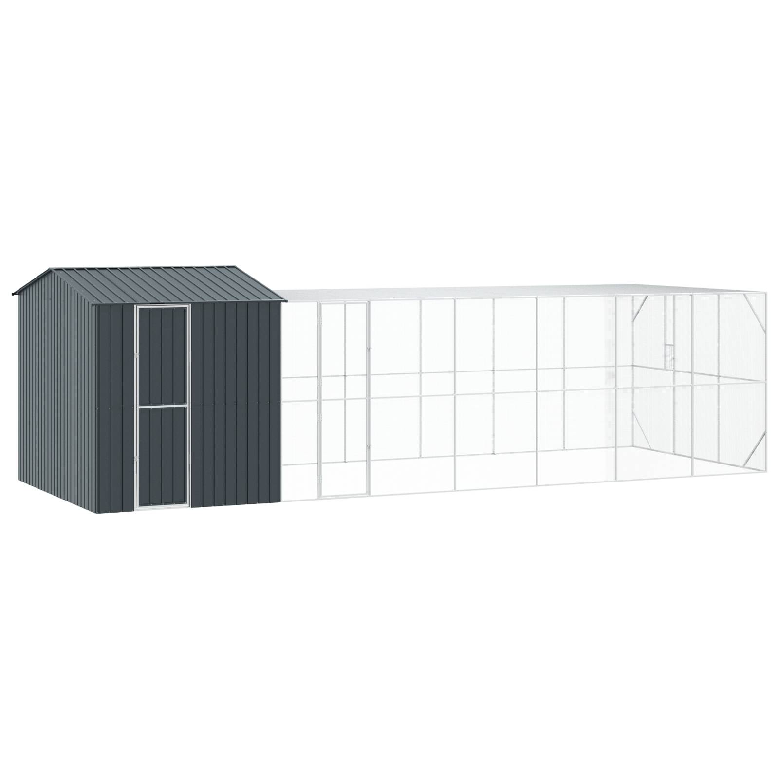 vidaXL Voliere mit Erweiterung Anthrazit 310x817x247 cm Stahl
