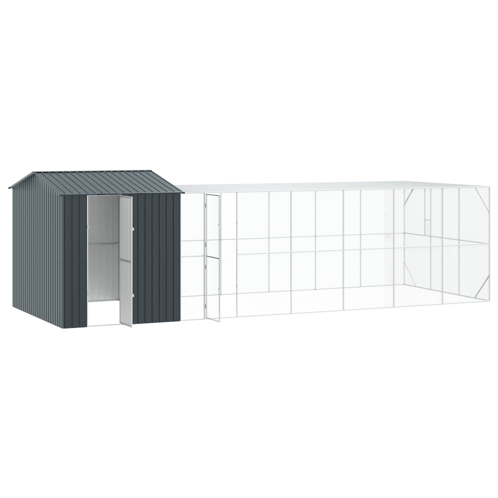 vidaXL Voliere mit Erweiterung Anthrazit 310x817x247 cm Stahl