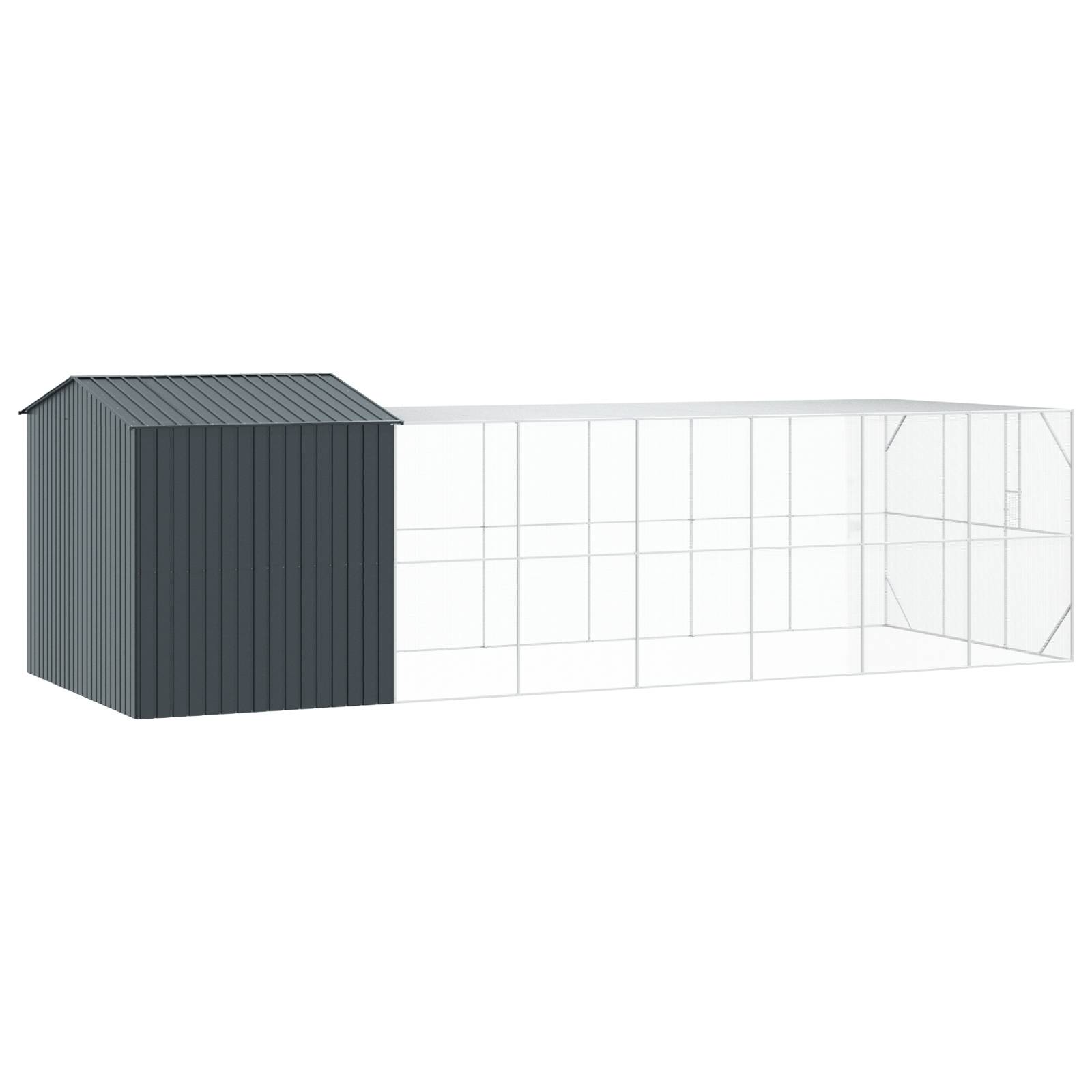 vidaXL Voliere mit Erweiterung Anthrazit 310x817x247 cm Stahl