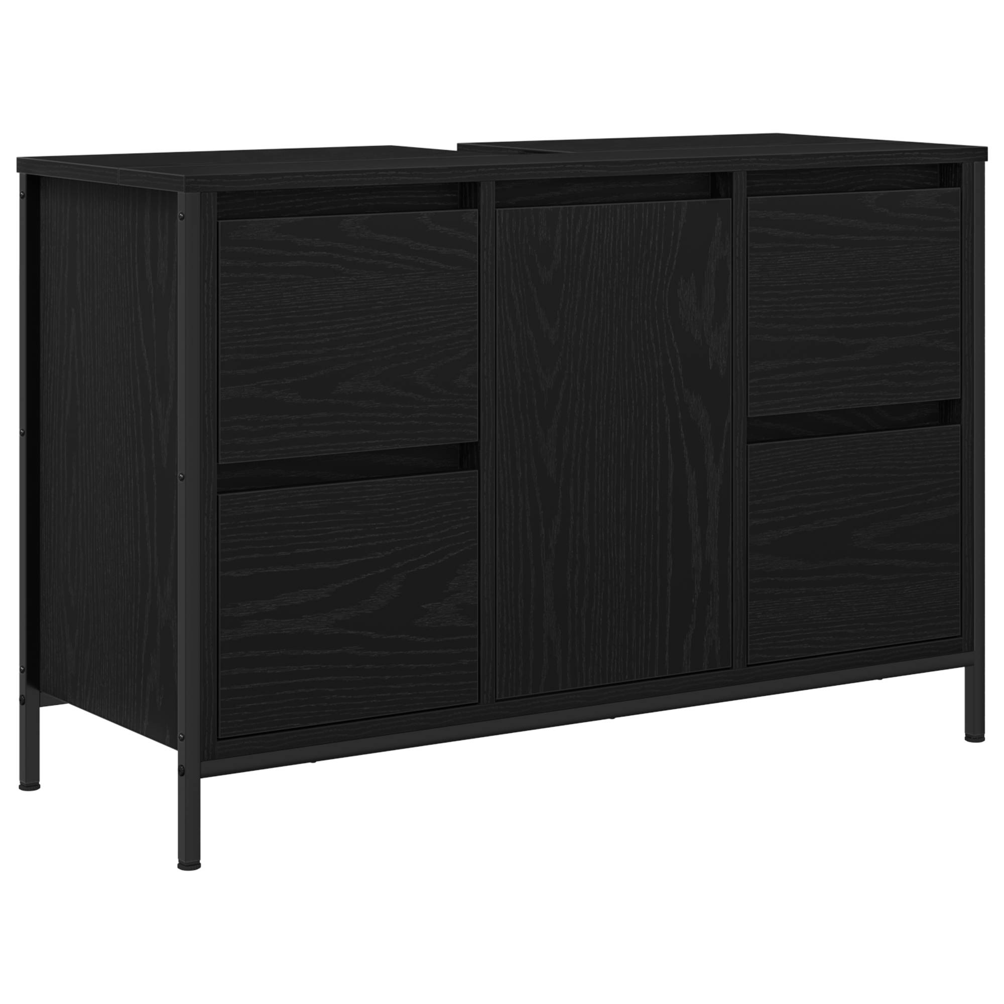 vidaXL 2-tlg. Badmöbel-Set Schwarz Eiche Holzwerkstoff