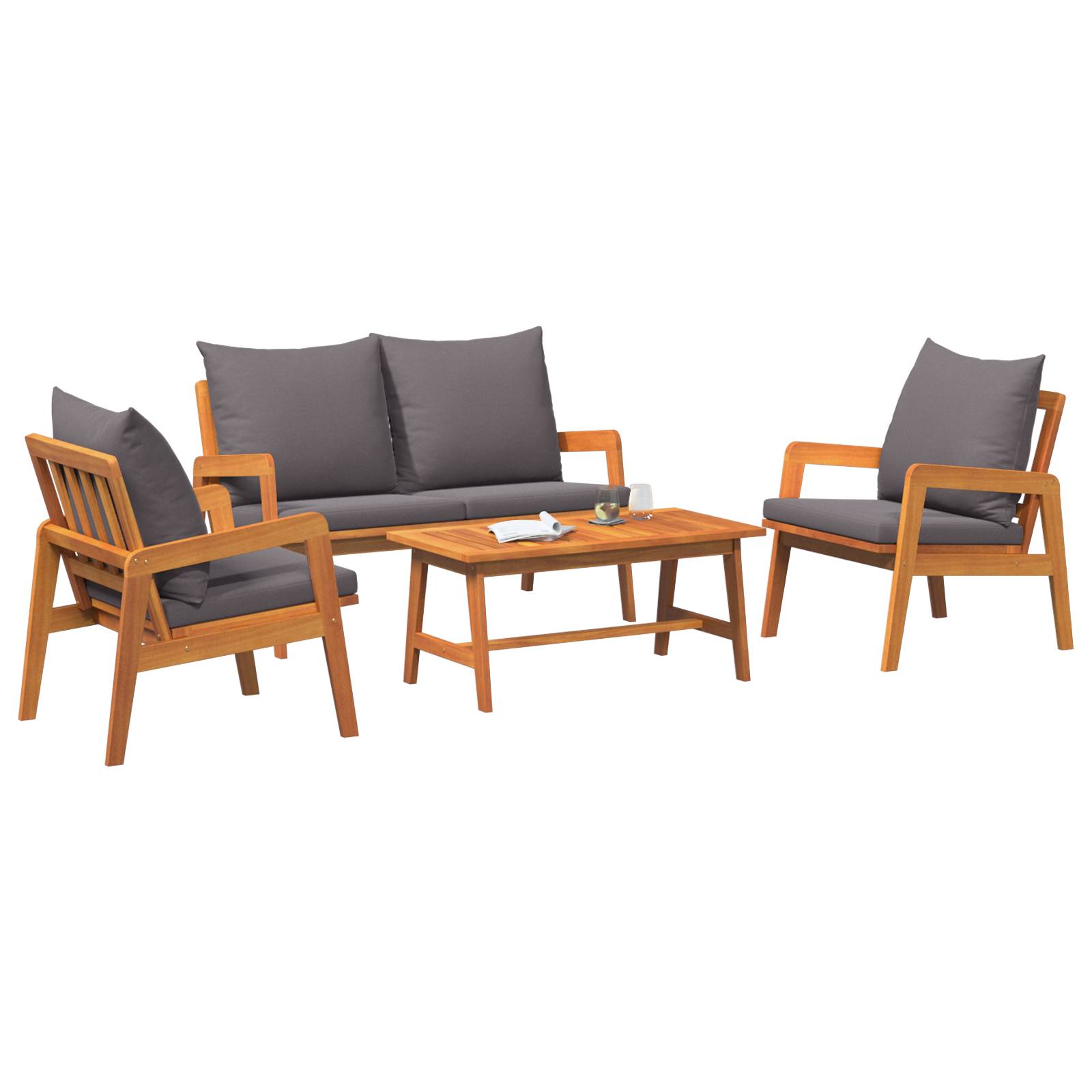 vidaXL 4-tlg. Bistro-Set mit Kissen Massivholz Akazie