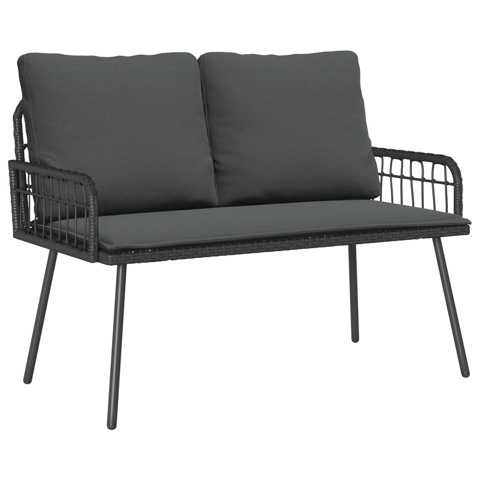 vidaXL 2-tlg. Garten-Essgruppe mit Kissen Schwarz Poly Rattan