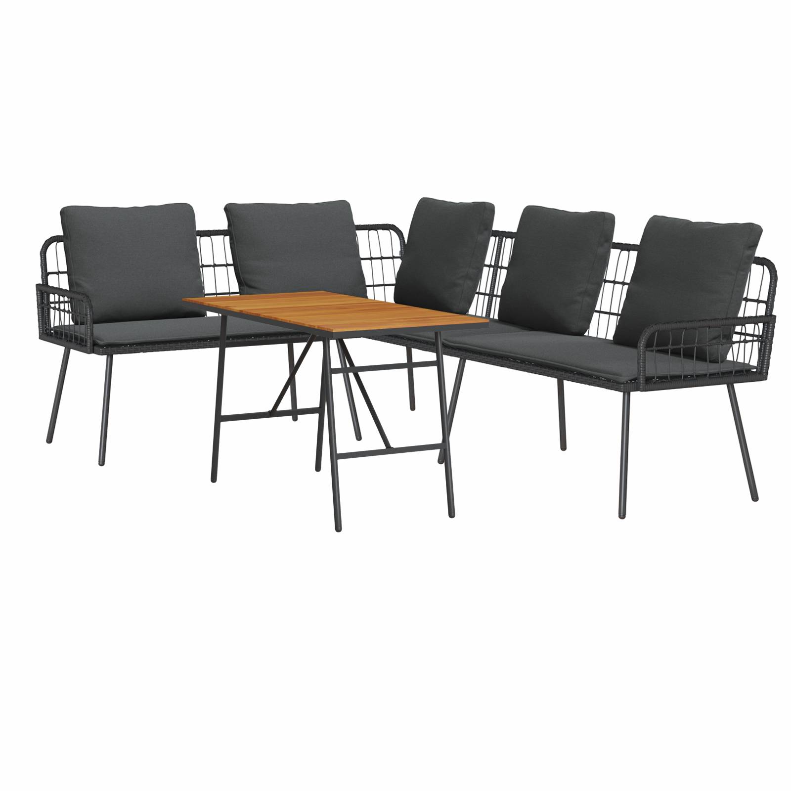 vidaXL 2-tlg. Garten-Sofagarnitur mit Kissen Schwarz Poly Rattan