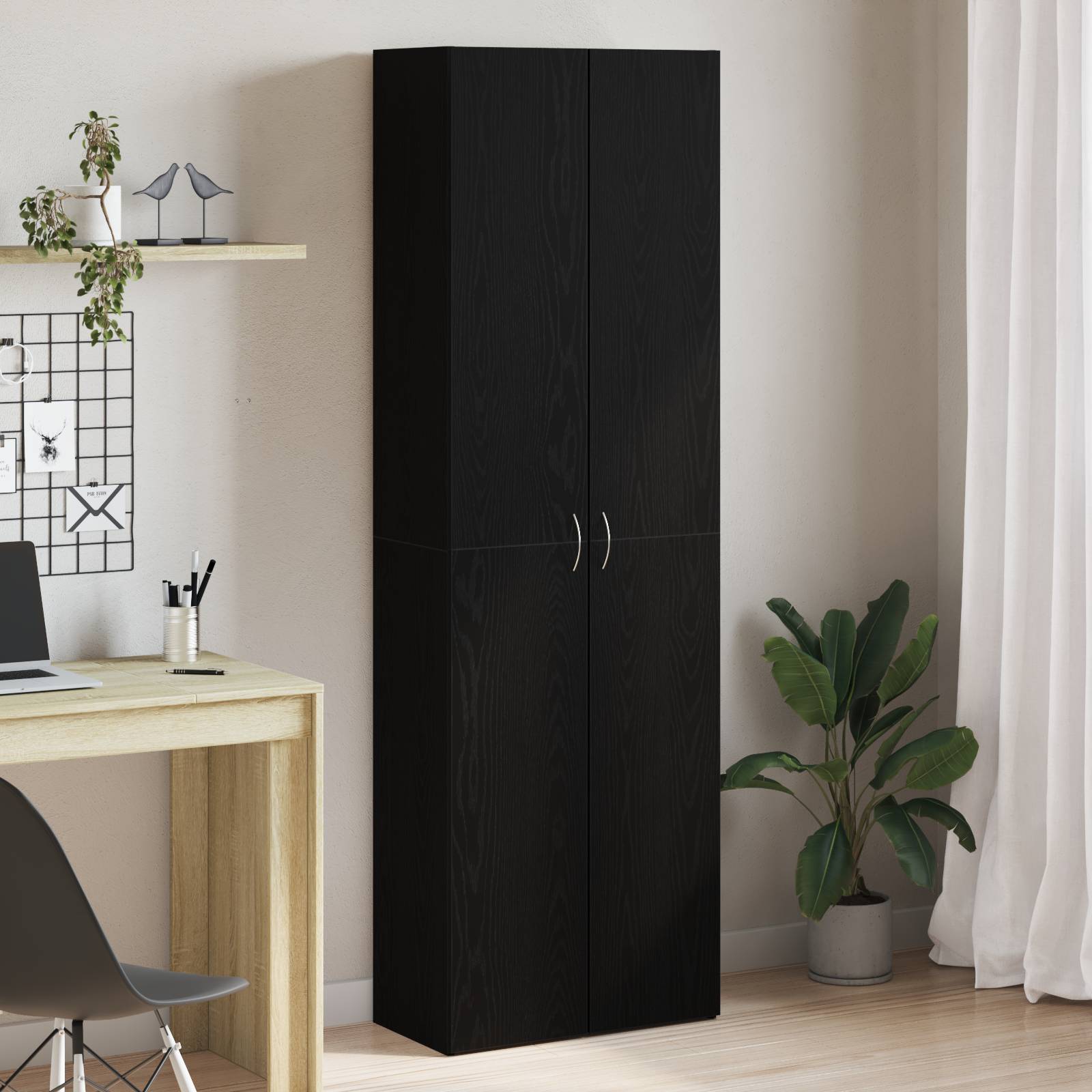 vidaXL Schrank aus schwarzem Eichenholz 60 x 32 x 190 cm, aus Spanplatten.