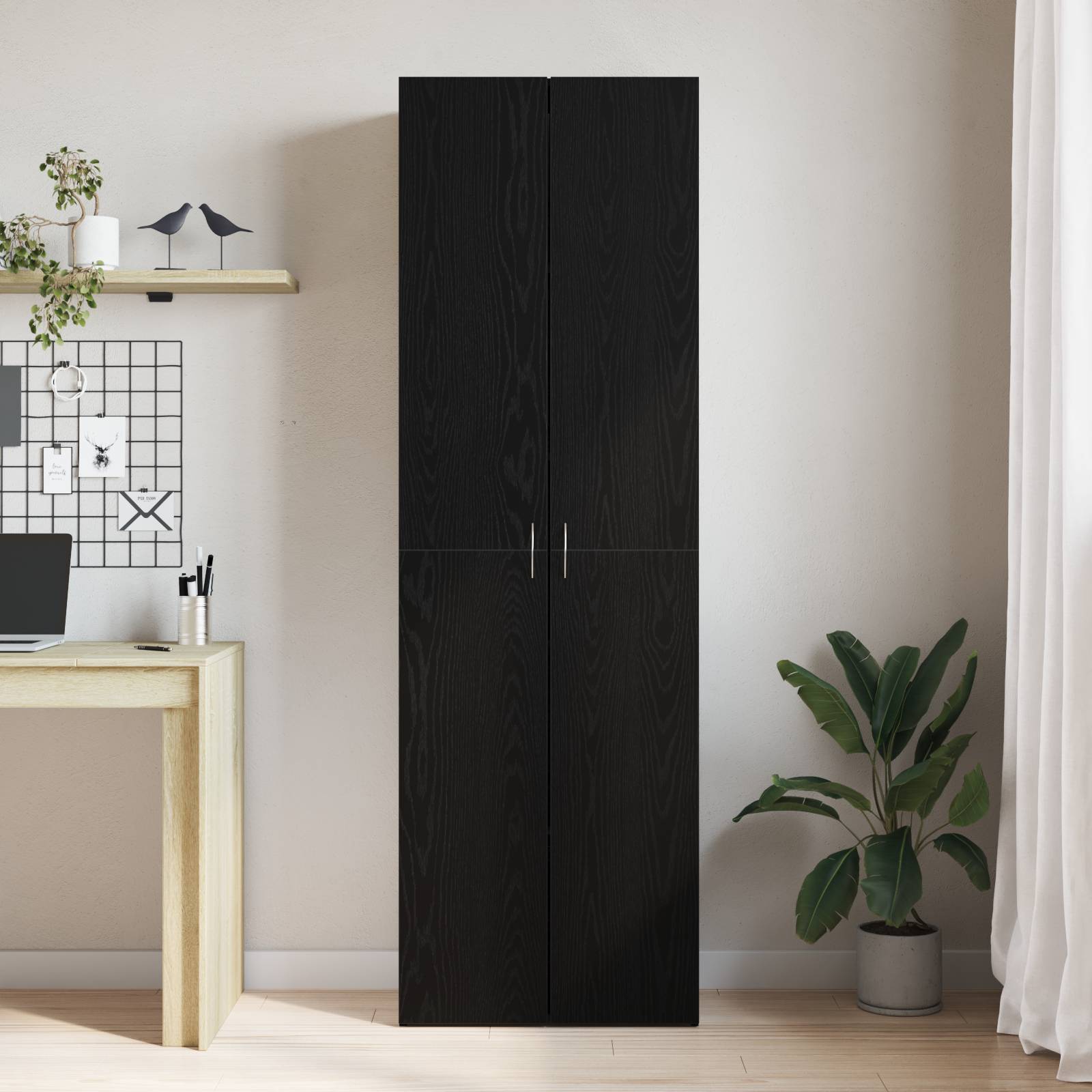 vidaXL Schrank aus schwarzem Eichenholz 60 x 32 x 190 cm, aus Spanplatten.