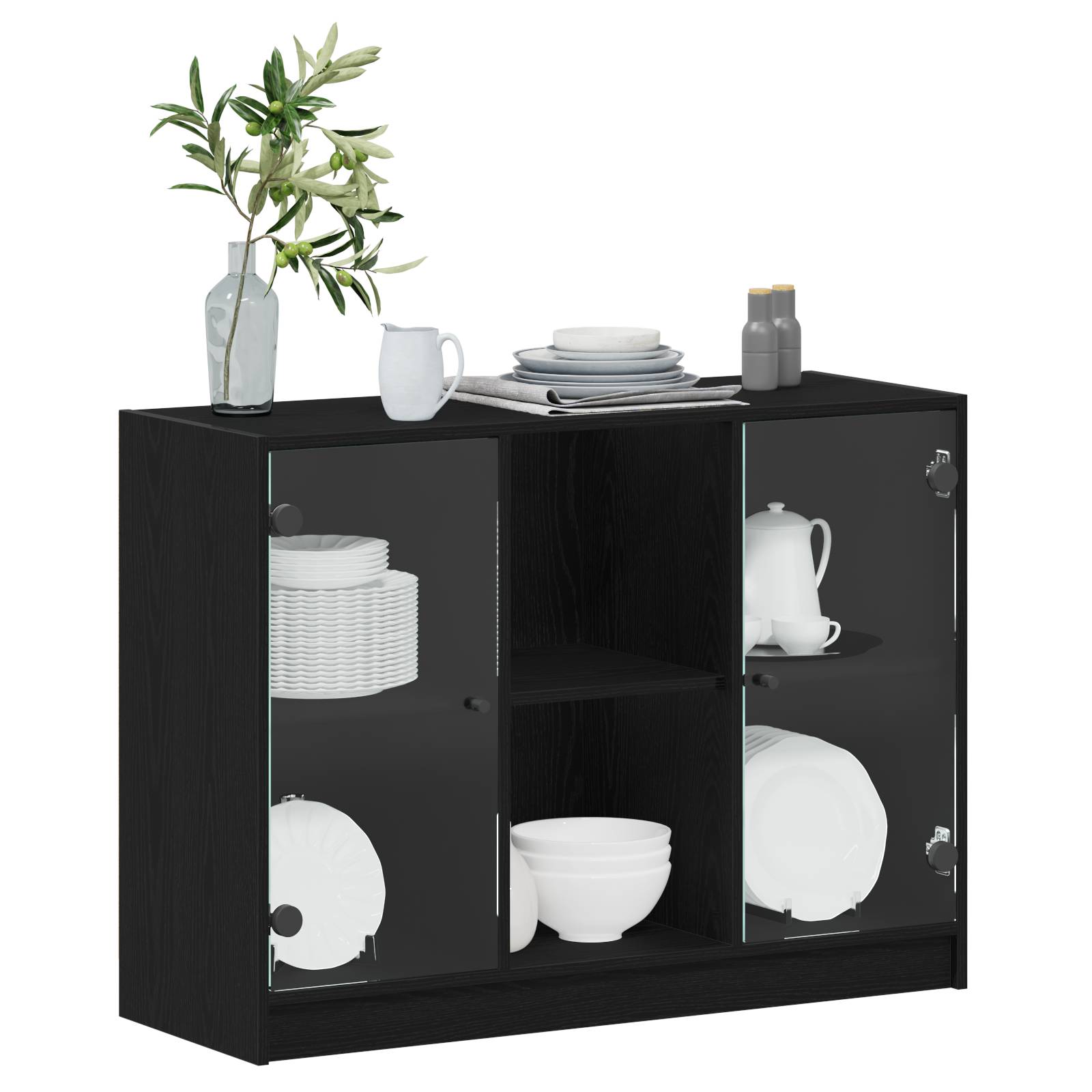 vidaXL Sideboard Schwarz Eiche 102x37x75,5 cm Holzwerkstoff