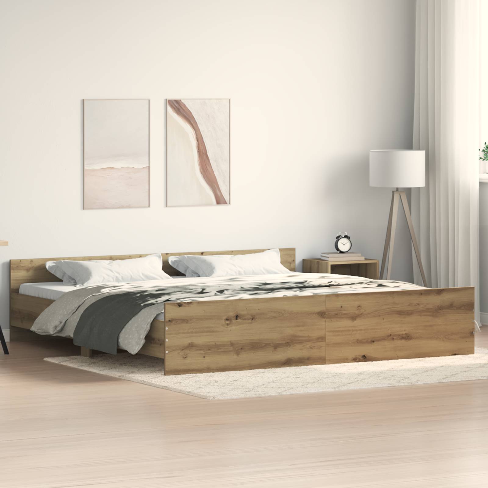 vidaXL Bettgestell Artisan Eiche 200x200 cm Holzwerkstoff