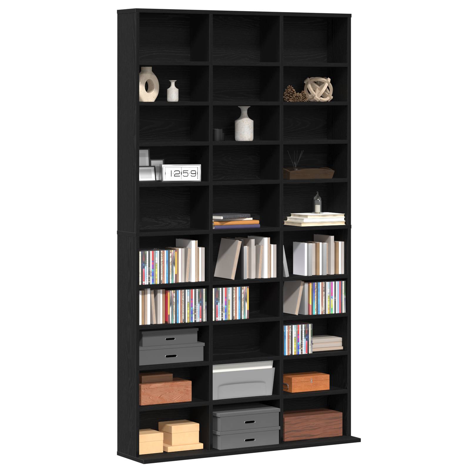 vidaXL CD-Regal Schwarz Eiche 101x23x177,5 cm Holzwerkstoff