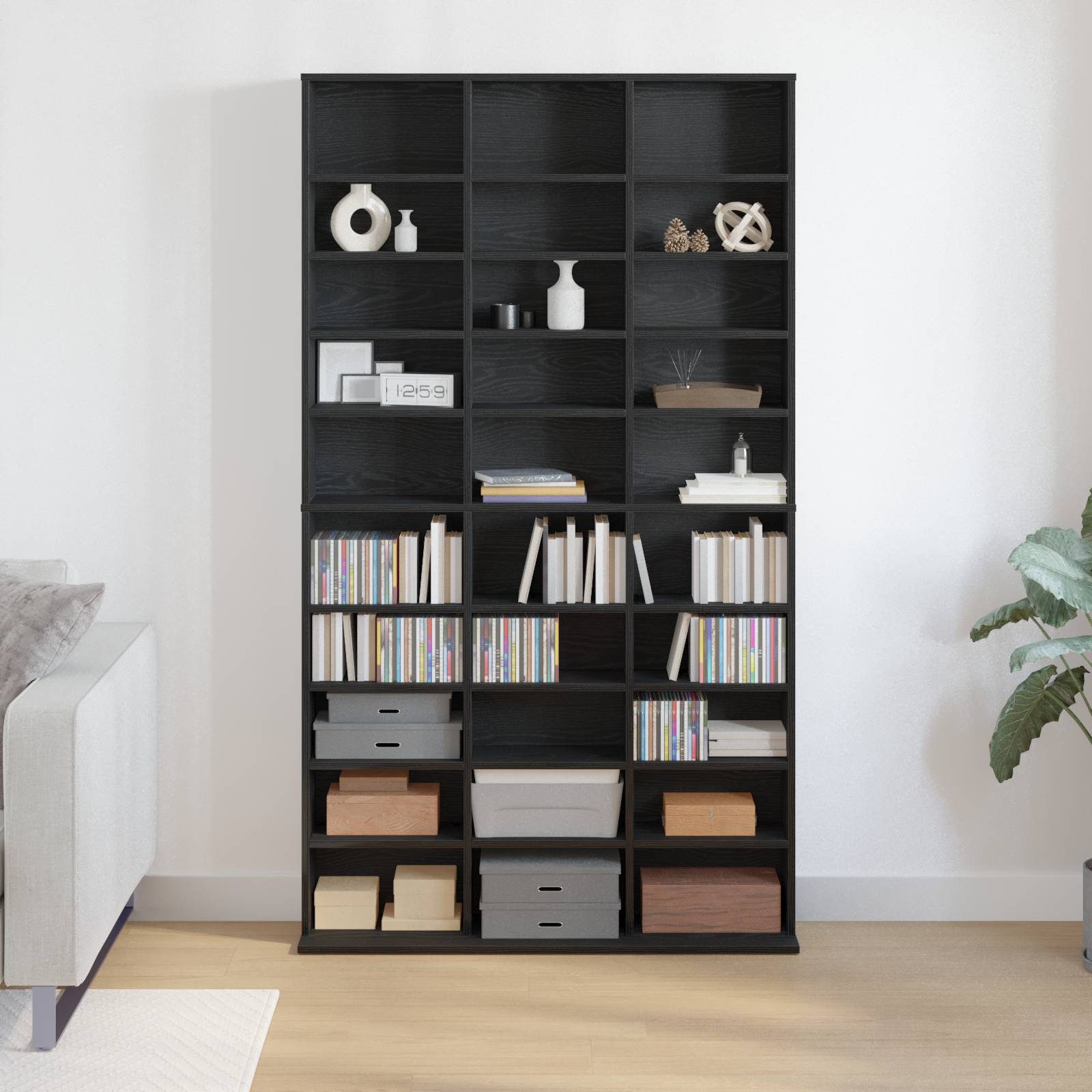 vidaXL CD-Regal Schwarz Eiche 101x23x177,5 cm Holzwerkstoff