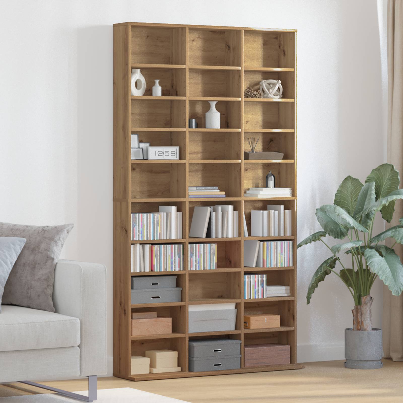 vidaXL CD-Schrank in Artisan Eiche - 101x23x177.5 cm aus Holzwerkstoff