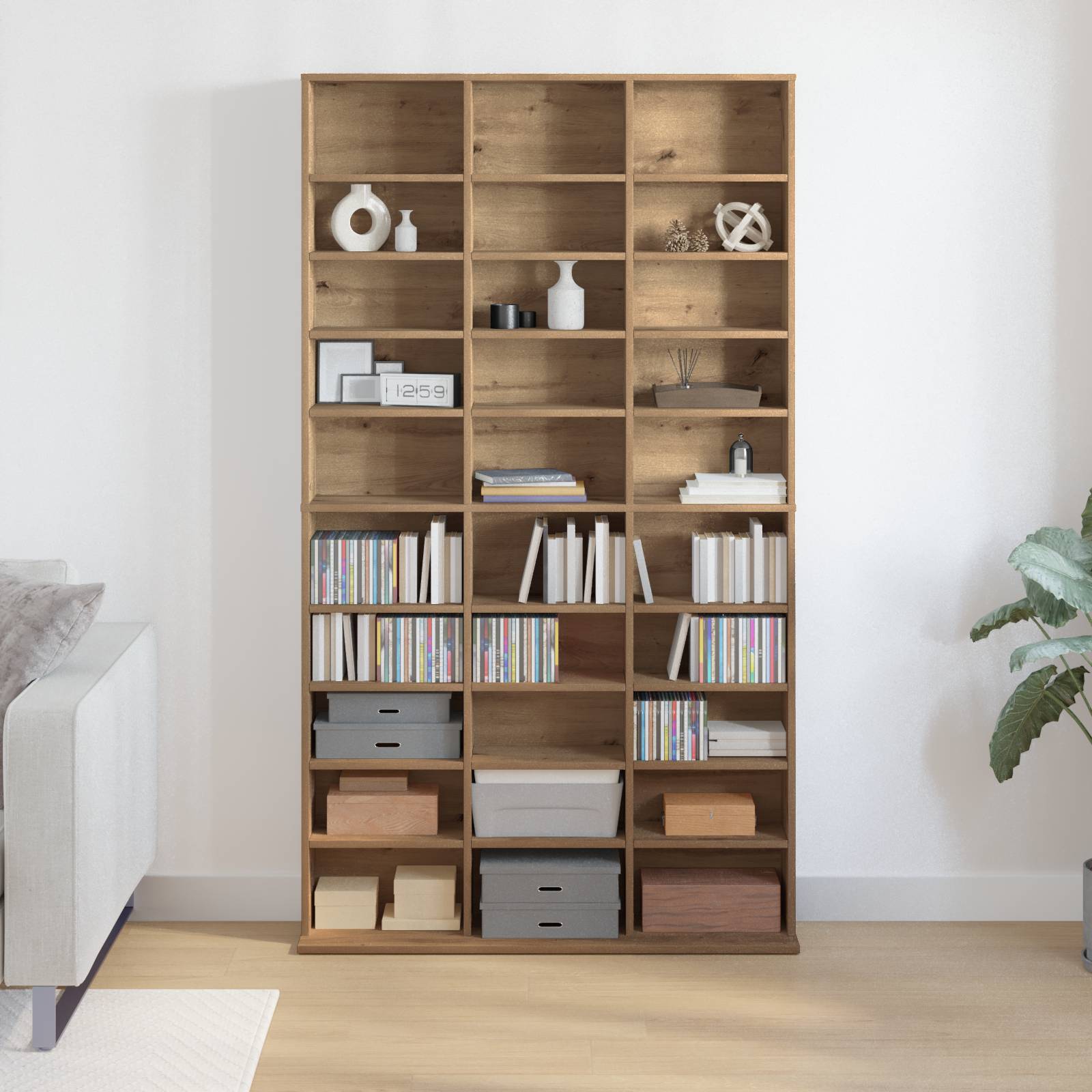 vidaXL CD-Schrank in Artisan Eiche - 101x23x177.5 cm aus Holzwerkstoff